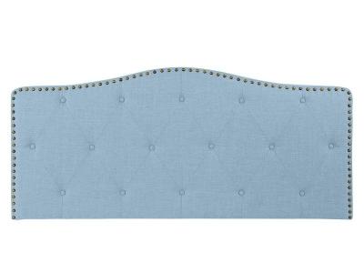 PEGANE Tete de lit capitonnee coloris bleu en polyester / bois d'hevea - Longueur 146 x profondeur 6 x hauteur 68 cm -- 