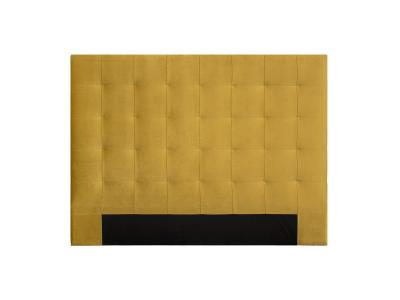 MILIBOO T&ecirc;te de lit capitonn&eacute;e en tissu velours jaune moutarde L160 cm HALCIONA