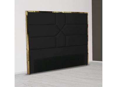 MEUBLER DESIGN T&ecirc;te de lit simili cuir noir et effet laiton delhie 140 cm