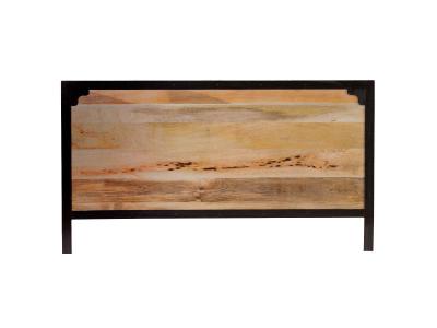 MILIBOO T&ecirc;te de lit en bois manguier massif et m&eacute;tal noir L165 cm INDUSTRIA