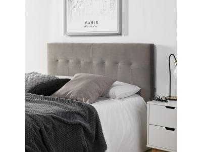 MARCKONFORT T&ecirc;te de lit tapiss&eacute;e 160x100 cm gris, velours, pieds en bois