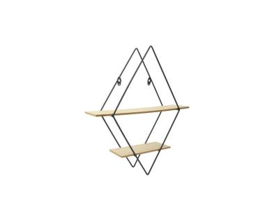 Etag&egrave;re industrielle losange en bois et m&eacute;tal 46 cm