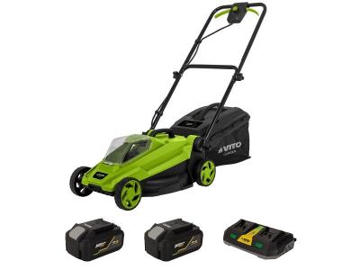 VITO Tondeuse 20V + 2 Batteries 4.0Ah Chargeur double Bac 30L Gazon 500m2 