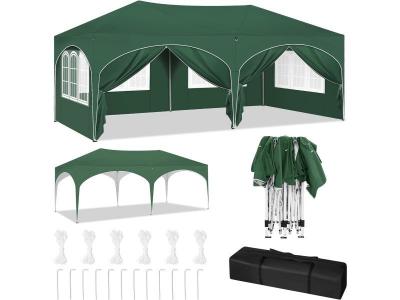 WOLTU Tonnelle de jardin pliante avec 6 parois lat&eacute;rales,imperm&eacute;able,avec sac de transport,3x6m,vert
