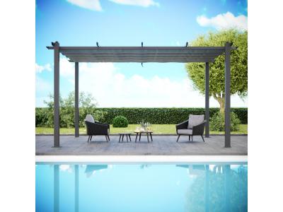 AVRIL PARIS Tonnelle 3x4m avec toile r&eacute;tractable en aluminium gris