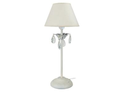 TOSEL PAMPILLES - Lampe de chevet colonne m&eacute;tal blanc cerrus&eacute;