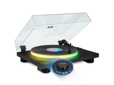 PARTY Tourne Disque 33/45/78 Tours Bluetooth avec Plateau Lumineux LED - BTTDLIGHT, 6W RMS, Lumière OVNI LED