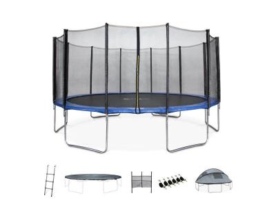 SWEEEK Trampoline 490cm bleu avec pack d'accessoires + tente de camping