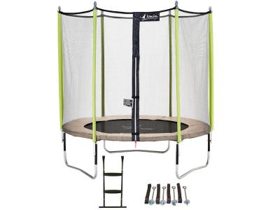 KANGUI Trampoline de jardin 244 cm + filet de s&eacute;curit&eacute; + &eacute;chelle + kit d'ancrage JUMPI