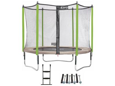 KANGUI Trampoline de jardin 305 cm + filet de s&eacute;curit&eacute; + &eacute;chelle + kit d'ancrage JUMPI