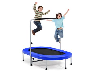 COSTWAY Trampoline Pliable Pour 2 Enfants Int&eacute;rieur/ext&eacute;rieur Avec Main Courante Ajustable Coussin Tapis