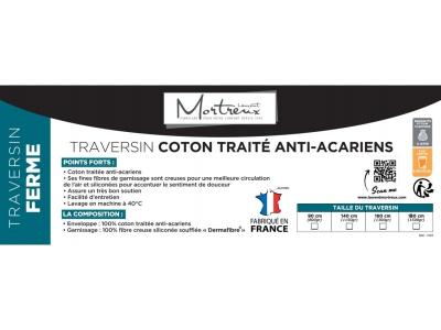 SELENIA Mortreux Traversin Blanc Anti Acarien Coton Ferme 1500grs 180cm