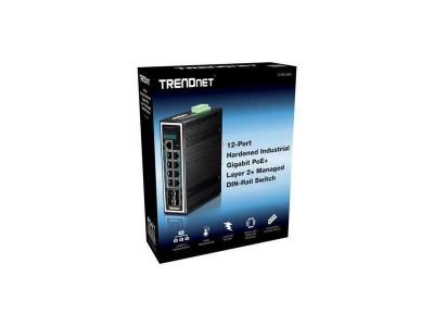 TRENDNET  12port hardened industr gigabit poe layer 2 mngd din-rail switch noir