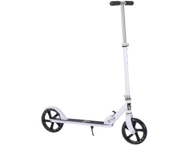 HOMCOM Trottinette pliable hauteur guidon r&eacute;glable sur 4 niveaux syst&egrave;me de freinage arri&egrave;re blanc dim. 88L x 37l x 75-100H cm
