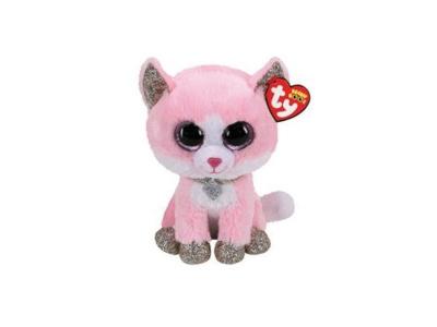 TY  - Beanie Boo's - Peluche Fiona le chat 23cm, Rose et Blanc, 36489