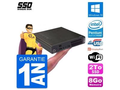 LENOVO Ultra Mini PC  M72e Tiny USFF G2020T RAM 8Go SSD 2To Windows 10 Wifi