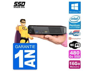 LENOVO Ultra Mini PC  M93p Tiny Intel G3220T RAM 16Go SSD 480Go Windows 10 Wifi