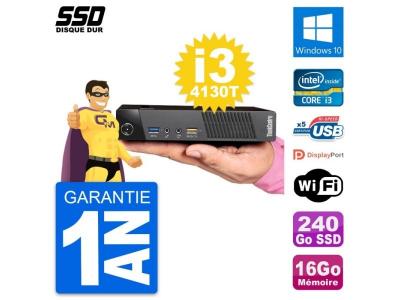 LENOVO Ultra mini pc  m93p tiny intel i3-4130t ram 16go ssd 240go windows 10 wifi