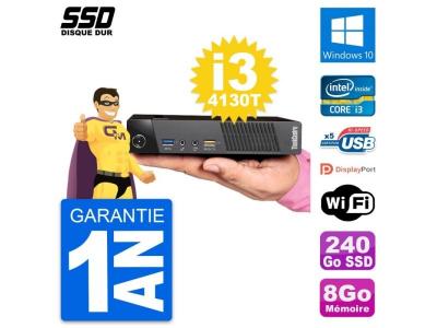 LENOVO Ultra mini pc  m93p tiny intel i3-4130t ram 8go ssd 240go windows 10 wifi