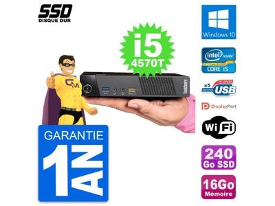 LENOVO Ultra mini pc  m93p tiny intel i5-4570t ram 16go ssd 240go windows 10 wifi