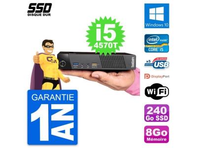 LENOVO Ultra Mini PC  M93p Tiny Intel i5-4570T RAM 8Go SSD 240Go Windows 10 Wifi