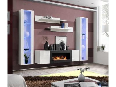 ASSMANN ELECTRONIC Meuble mural & chemin&eacute;e ""fly vii"" 260cm blanc