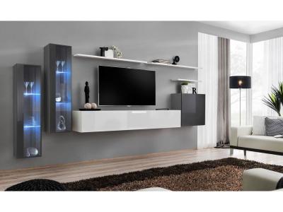 GENERIQUE Ac-Deco Meuble TV Mural Design Switch XI 330cm Gris & Blanc