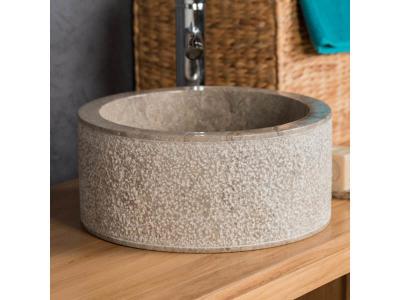 Vasque 35cm lave main salle de bain en marbre elbe gris 32015-35