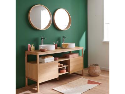 Meuble de salle de bain avec miroirs et vasques blanches