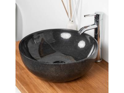 Vasque salle de bain &agrave; poser en marbre noir l&eacute;a 40 cm 32091