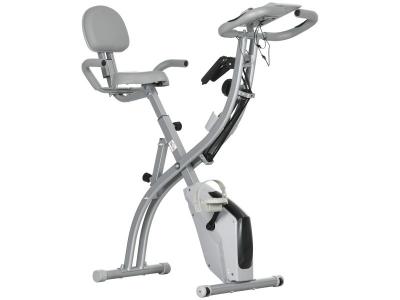 HOMCOM V&eacute;lo d'appartement pliant 8 niveaux de r&eacute;sistance magn&eacute;tique dossier selle r&eacute;glable poign&eacute;es ergonomiques &eacute;cran lcd multifonction suspensions support
