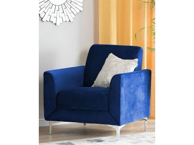 BELIANI Fauteuil en velours bleu marine