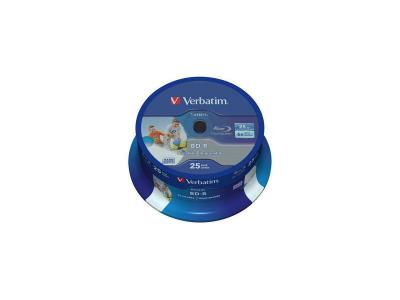 VERBATIM  Bd-r Blu-ray 25gb 6x Dl Wide Printable Cb 25 Units Blanc,Bleu