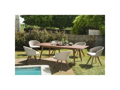 MACABANE Table de jardin et chaises en acacia 8/10 personnes