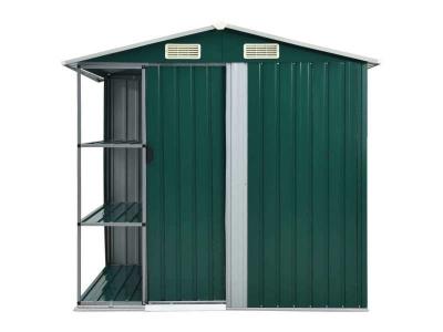 VIDAXL Abri de jardin avec &eacute;tag&egrave;re Vert 205x130x183 cm Fer