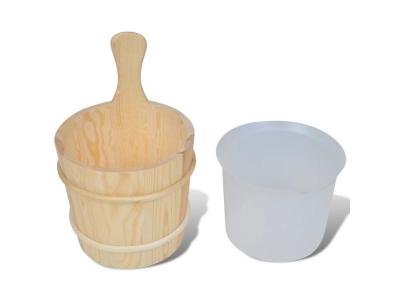 VIDAXL Accessoire de sauna 5pcs seau avec cuill&egrave;re sablier thermom&egrave;tre