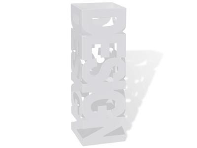 VIDAXL Porte-parapluie carr&eacute; &agrave; rangement blanc acier 48,5 cm