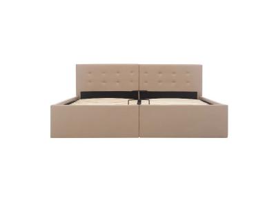 Lit coffre simili cuir beige rundi 160x200 cm cadre 2 personnes
