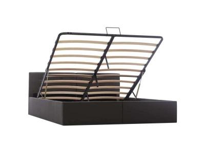 Cadre de lit &agrave; rangement hydraulique gris similicuir 160x200 cm