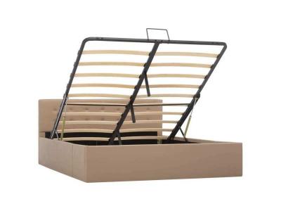 Cadre de lit &agrave; rangement - Similicuir - 140x200 cm - Cappuccino