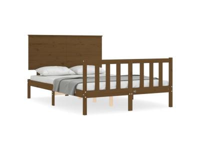 VIDAXL  cadre de lit t&ecirc;te de lit marron miel petit double bois massif