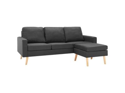 VIDAXL  - Canap&eacute; &agrave; 3 places avec repose-pied Gris fonc&eacute; Tissu Dark grey