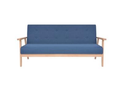 VIDAXL  canap&eacute; &agrave; 3 places tissu bleu 244656