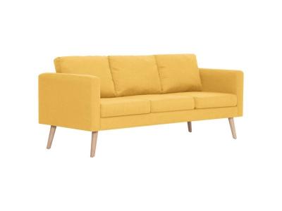 VIDAXL Canap&eacute; &agrave; 3 places Tissu Jaune  Yellow