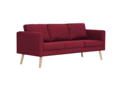 VIDAXL  canap&eacute; &agrave; 3 places tissu rouge bordeaux 281364