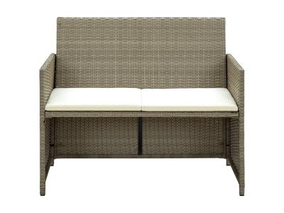 VIDAXL Canap&eacute; de jardin &agrave; 2 places avec coussins Beige R&eacute;sine tress&eacute;e