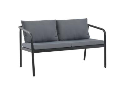 VIDAXL Canap&eacute; de jardin &agrave; 2 places avec coussins Gris Aluminium  Gris