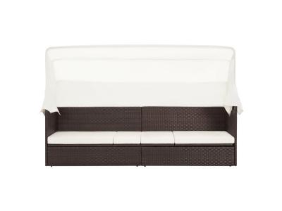 VIDAXL  canap&eacute; de jardin avec auvent r&eacute;sine tress&eacute;e marron 49394