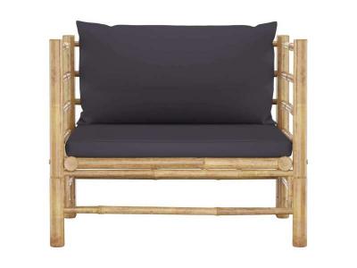 VIDAXL Canap&eacute; de jardin avec coussins gris fonc&eacute; Bambou  - Gris fonc&eacute;