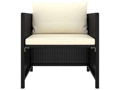 VIDAXL Canap&eacute; de jardin avec coussins Noir R&eacute;sine tress&eacute;e  - Noir